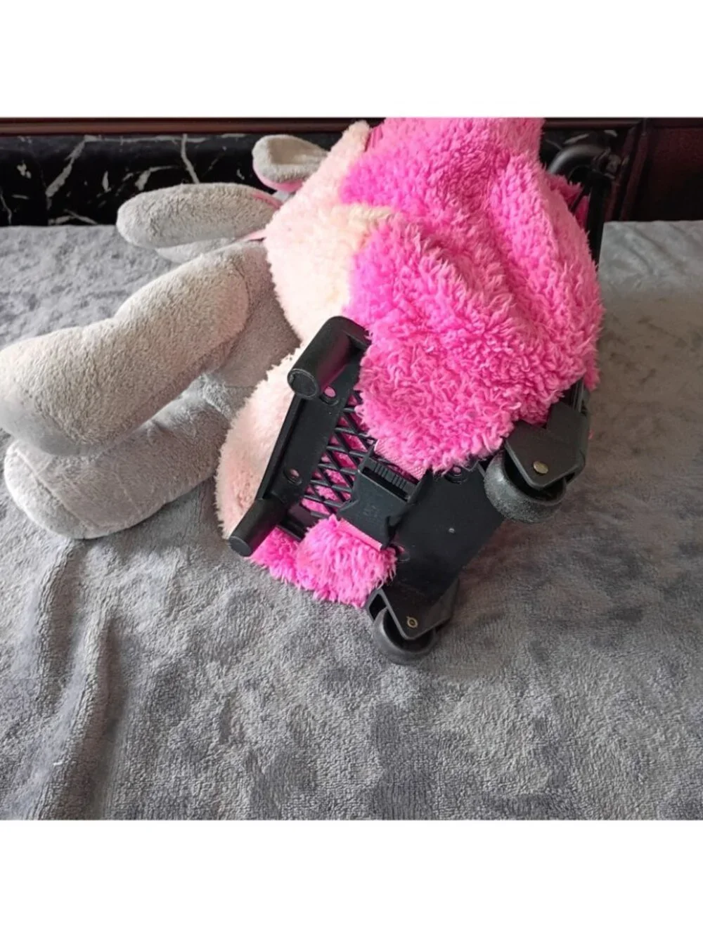 Back Pack Fluffy Pink With Plush Elephant